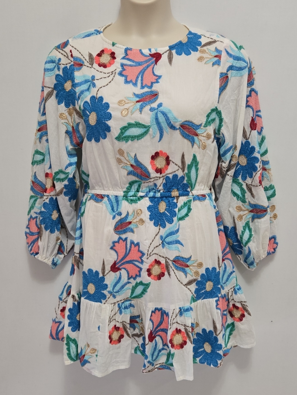 Oliphant Embroidered Long Sleeve Flirty Mini Dress in Monet Size S Boho Festival - Picture 3 of 16